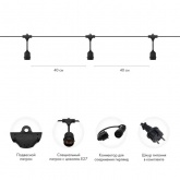 Гирлянда Белт-Лайт 2 жилы шаг 40 см патроны E27 влагостойкая IP65 черный провод каучук (бухта 100м)