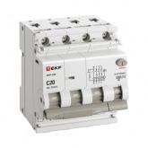 Дифавтомат EKF PROxima АВДТ-63N 3P+N 20А 30мА характеристика C тип АС трехфазный электронный 6кА (дифференциальный автомат, АВДТ)