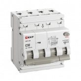Дифавтомат EKF PROxima АВДТ-63N 3P+N 32А 100мА характеристика C тип АС трехфазный электронный 6кА (дифференциальный автомат, АВДТ)