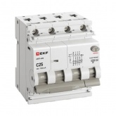 Дифавтомат EKF PROxima АВДТ-63N 3P+N 25А 100мА характеристика C тип А трехфазный электронный 6кА (дифференциальный автомат, АВДТ)