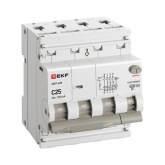 Дифавтомат EKF PROxima АВДТ-63N 3P+N 25А 100мА характеристика C тип А трехфазный электронный 6кА (дифференциальный автомат, АВДТ)