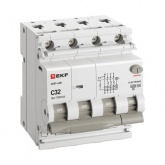 Дифавтомат EKF PROxima АВДТ-63N 3P+N 32А 100мА характеристика C тип А трехфазный электронный 6кА (дифференциальный автомат, АВДТ)