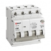 Дифавтомат EKF PROxima АВДТ-63N 3P+N 50А 100мА характеристика C тип А трехфазный электронный 6кА (дифференциальный автомат, АВДТ)