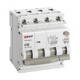 Дифавтомат EKF PROxima АВДТ-63N (S) 3P+N C32А 100мА тип АС трехфазный селективный электронный 6кА (дифференциальный автомат, АВДТ)