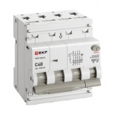 Дифавтомат EKF PROxima АВДТ-63N (S) 3P+N C40А 100мА тип АС трехфазный селективный электронный 6кА (дифференциальный автомат, АВДТ)