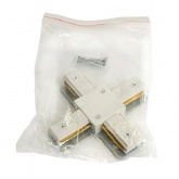 Коннектор Feron LD1018 Х-образный для шинопровода, белый, для CAB1007