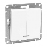 Механизм выключателя 2-клавишного EKF с подсветкой 10А Эпика белый