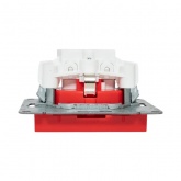 Механизм розетки EKF 2P+E 16А с защитными шторками Эпика красный