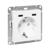 Механизм розетки EKF 2P+E 16А с USB-C - 2шт со шторками Эпика белый