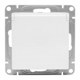 Механизм розетки EKF 2P+E 16А с защитными шторками с крышкой IP44 Эпика белый