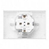 Двойная розетка EKF 2х2P+E 16А с защитными шторками с крышкой с рамкой IP44 Эпика белый