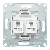 Механизм двойной компьютерной розетки EKF RJ45 кат.5 Эпика белый