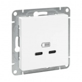 Механизм зарядной розетки EKF 2хUSB тип C Эпика белый