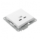 Механизм зарядной розетки EKF 2хUSB тип C Эпика белый