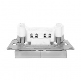 Механизм выключателя 2-клавишного EKF с подсветкой 10А Эпика алюминий