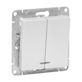 Механизм выключателя 2-клавишного EKF с подсветкой 10А Эпика алюминий