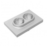 Двойная розетка EKF 2х2P+E 16А с рамкой Эпика алюминий