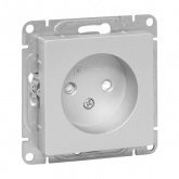 Механизм розетки EKF 2P без заземления 16А с защитными шторками Эпика алюминий