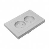 Двойная розетка EKF без заземления 2х2P 16А с рамкой Эпика алюминий