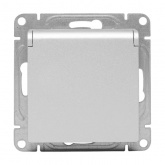 Механизм розетки EKF 2P+E 16А с защитными шторками с крышкой IP44 Эпика алюминий