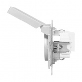 Механизм розетки EKF 2P+E 16А с защитными шторками с крышкой IP44 Эпика алюминий