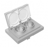 Двойная розетка EKF 2х2P+E 16А с защитными шторками с крышкой с рамкой IP44 Эпика алюминий