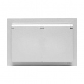 Двойная розетка EKF 2х2P+E 16А с защитными шторками с крышкой с рамкой IP44 Эпика алюминий