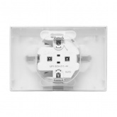 Двойная розетка EKF 2х2P+E 16А с защитными шторками с крышкой с рамкой IP44 Эпика алюминий