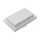 Двойная розетка EKF 2х2P+E 16А с защитными шторками с крышкой с рамкой IP44 Эпика алюминий