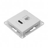 Механизм розетки EKF HDMI+RJ45 (cat5) Эпика алюминий