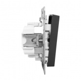 Механизм выключателя 2-клавишного EKF с подсветкой 10А Эпика черный