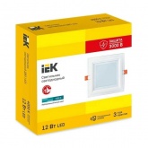 Светильник светодиодный ИЭК LED ДВО 1624 12W 4200K 1020Lm IP20 со стеклом квадрат 125x125/160x160x37