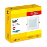 Светильник светодиодный ИЭК LED ДВО 1625 18Вт 4200K 1530Lm IP20 со стеклом квадрат165x165/200x200x37