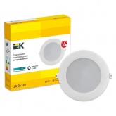 Светильник светодиодный ИЭК LED ДВО 1715 15Вт 4200K 1275Lm IP40 круг белый d125/D175x31,5mm