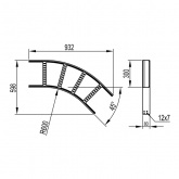 Угол горизонтальный DKC 45° для лестничного лотка 80х300 R600 с крепежом