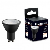 Лампа светодиодная Feron PRO LB-1607 MR16 7W 4000K 220V GU10 540Lm 110° 55х50mm в черном корпусе