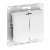 Двухклавишный выключатель с подсветкой SE Glossa 10A механизм быстрозажимные клеммы, белый