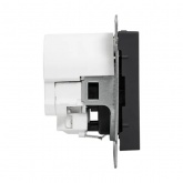 Механизм розетки EKF 2P+E 16А с USB-А и USB-C со шторками Эпика черный