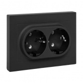 Двойная розетка EKF 2х2P+E 16А с рамкой Эпика черный