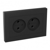 Двойная розетка EKF без заземления 2х2P 16А с рамкой Эпика черный