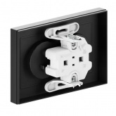 Двойная розетка EKF без заземления 2х2P 16А с защитными шторками с рамкой Эпика черный