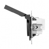 Механизм розетки EKF 2P+E 16А с защитными шторками с крышкой IP44 Эпика черный