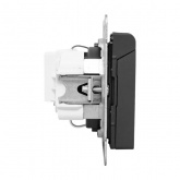 Механизм розетки EKF 2P+E 16А с защитными шторками с крышкой IP44 Эпика черный