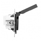 Механизм розетки EKF 2P+E 16А с защитными шторками с крышкой IP44 Эпика черный