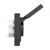 Двойная розетка EKF 2х2P+E 16А с защитными шторками с крышкой с рамкой IP44 Эпика черный