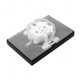 Двойная розетка EKF 2х2P+E 16А с защитными шторками с крышкой с рамкой IP44 Эпика черный