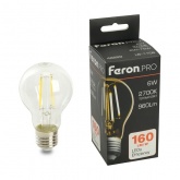 Лампа светодиодная филаментная Feron PRO LB-1106 A60 6W 2700K 175-265V E27 960Lm теплый свет