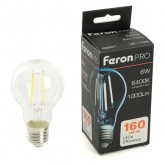 Лампа светодиодная филаментная Feron PRO LB-1106 A60 6W 6400K 175-265V E27 1000Lm дневной свет