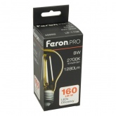 Лампа светодиодная филаментная Feron PRO LB-1108 A60 8W 2700K 175-265V E27 1280Lm теплый свет