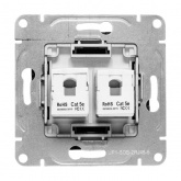 Механизм двойной компьютерной розетки EKF RJ45 кат.5 Эпика черный